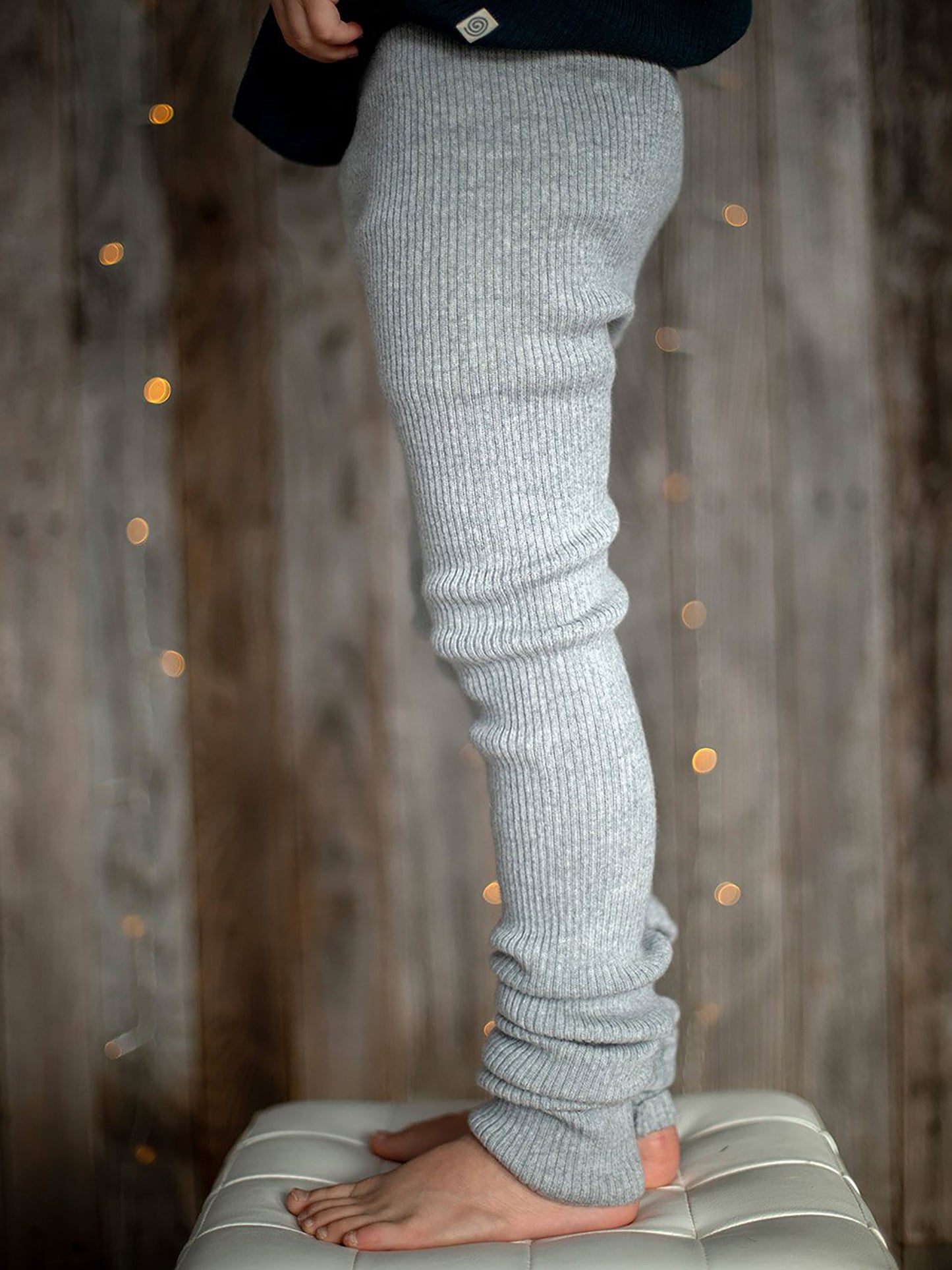 Long legging medium gray in ribbed knit, child
