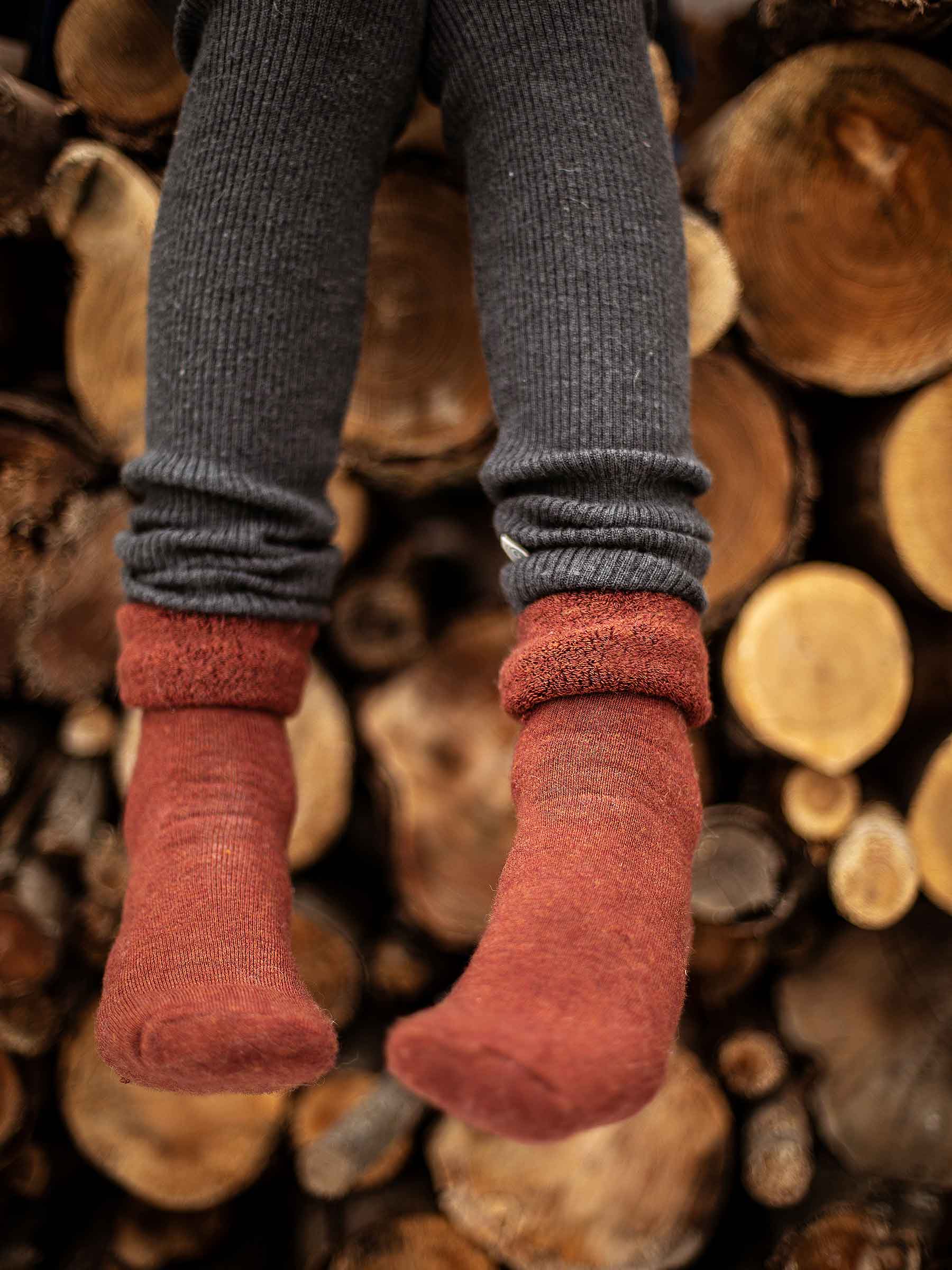 Merino Child Lounge Socks Rust